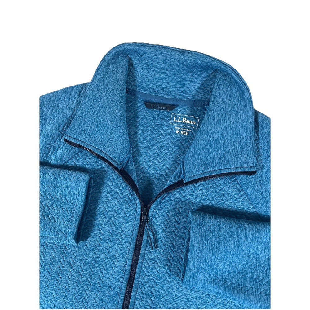 LL Bean Flex Forward Herringbone Blue 1/2 Zip Pullover Sweater Women's‎ M Reg